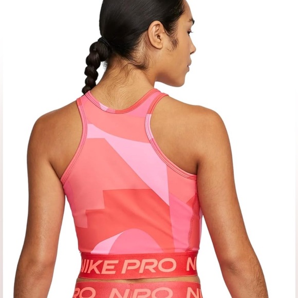 Nike Women's Pro Dri FIT Cropped Training Tank Top Pink FD0954-635 Size 2XL - Picture 3 of 6
